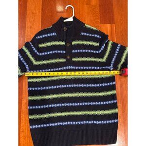 American Eagle Outfitters Men's Navy Blue & Neon Green Striped Sweater Size L